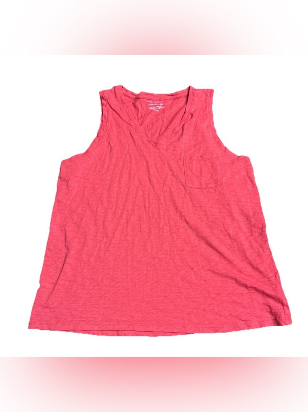 Tahari Sleeveless Tank Coral 100% Pima Cotton Pocket Size XL Beach Resort Travel